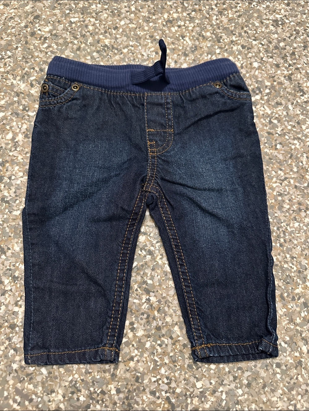 Children's Knit-Waist Dark Blue Denim Jeans